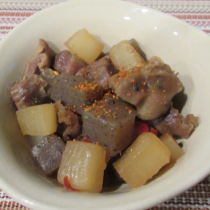 おつまみに!砂肝と大根のピリ辛煮